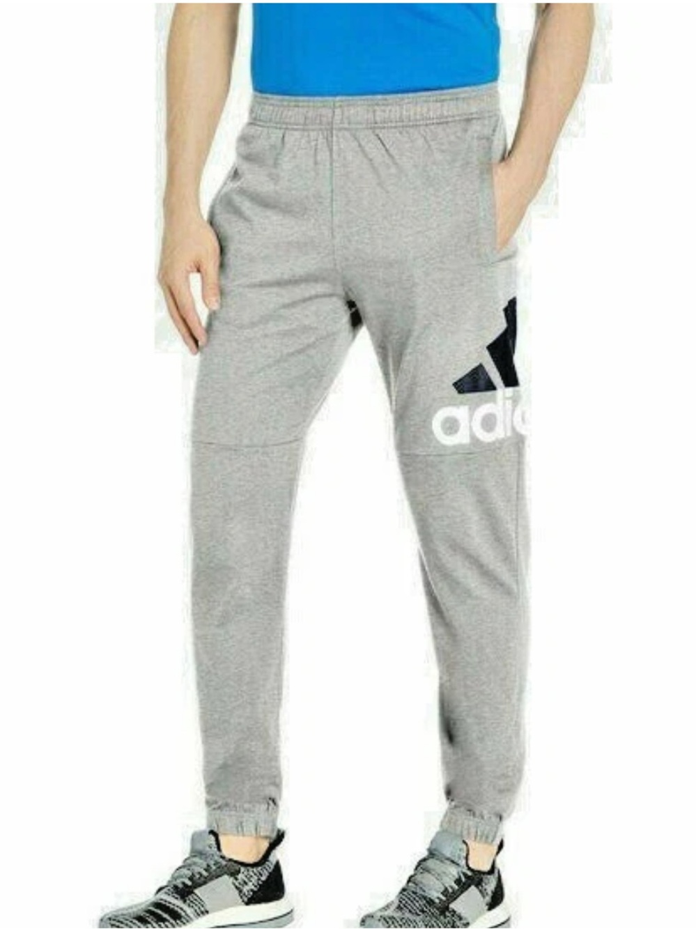 Adidas Men’s Essentials Gray Joggers Big Logo Pants Size Small